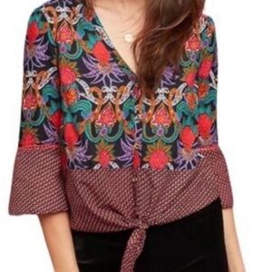 Anthropologie by Maeve printed rayon blouse size 0